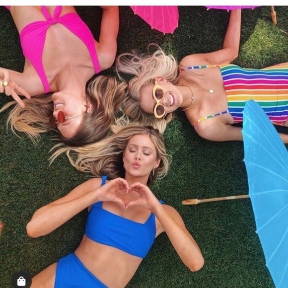 Show Me Your Mumu Daytona Tie Top swim suit top front tie pink mumu mermaid Sz S - Picture 6 of 6